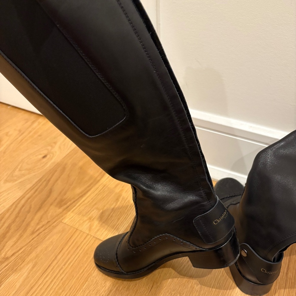 Christian Dior D-Folk Boots Black Perforated Calfskin
